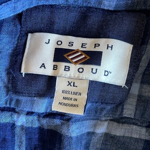 Joseph Abbound Men's Blue Plaid Linen Button Down Shirt - Picture 6 of 6